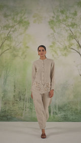 Undyed Natural Linen Embroidered Co-ord Set