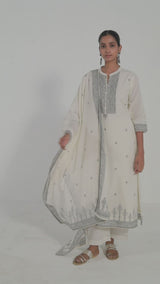 Gardenia Cream Woven Cotton Salwar Suit With Hand Embellishment