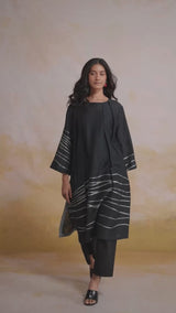 Black Woven Linen Co-ord Set