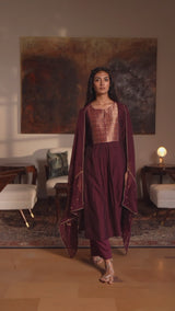 Plum Silk Festive Kurta Set