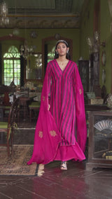 Beetroot Purple Woven Silk Salwar Suit