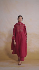 Maroon Embroidery Kurta Set