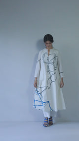 Cream and Blue, Black Print Co-ord Set