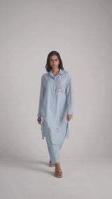 Soft Sky Blue Mul-Mul Co-ord Set