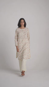 Cream and Pink Tiny Floral Hand-Print Co-ord Set