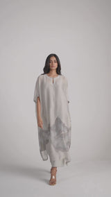 Ash Grey Silk Kaftaan Co-ord Set