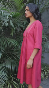 Garnet Rose and Rust Dual Tone Woven Cotton Dress