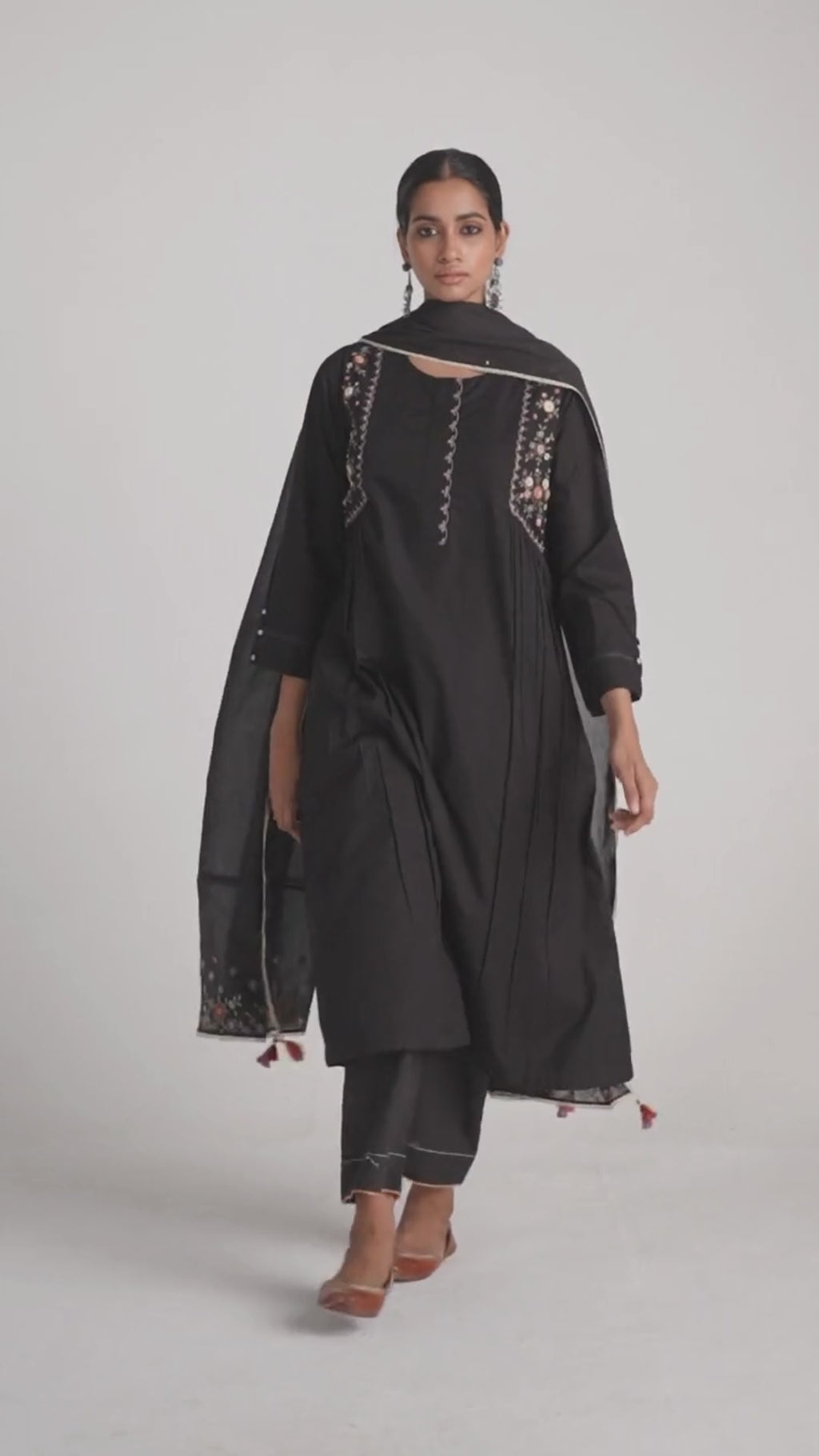 Black Embroidered Kurta Set