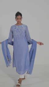 Lavender Floral Print Salwar Suit