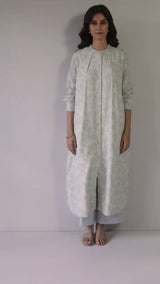 Cream and Grey Violet Cotton Linen Co-ord Set