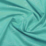 Teal Green Geometric Screen Printed Cotton Fabric