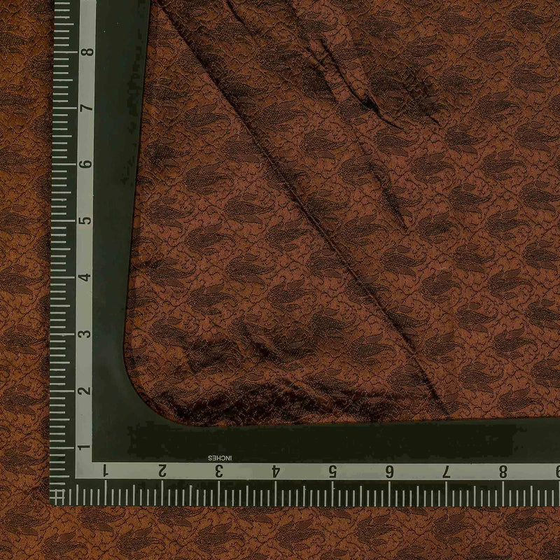 Brown Paisely Pattern Banarasi Fabric