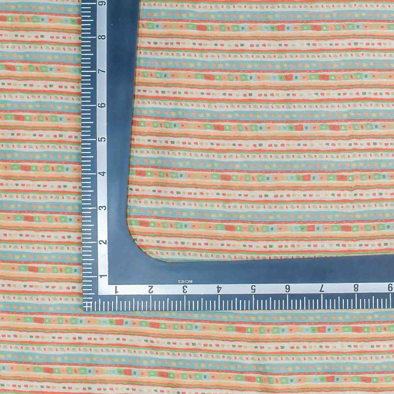 Multicolor Stripes Pattern Digital Print Muslin Fabric