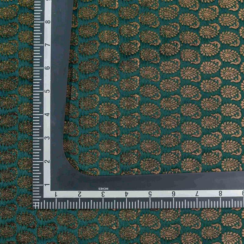 Green Woven Paisely Pattern Banarasi Fabric