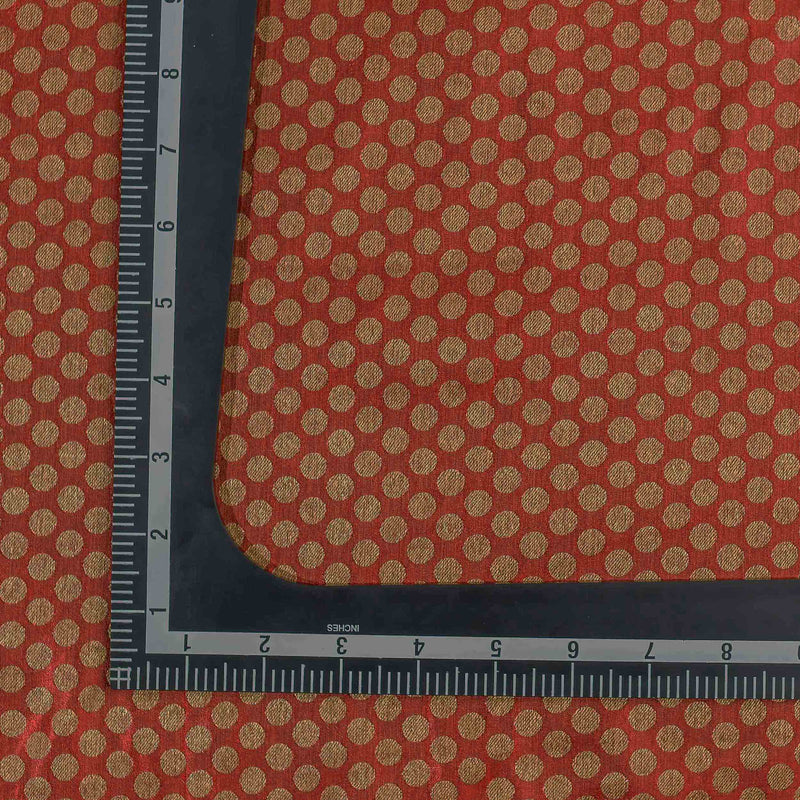 Red Woven Geometric Pattern Banarasi Fabric