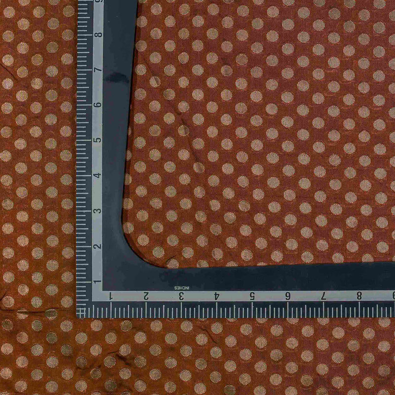 Brown Woven Geometric Pattern Banarasi Fabric