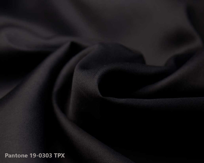 Jet Black Cotton Satin Plain Dyed Fabric