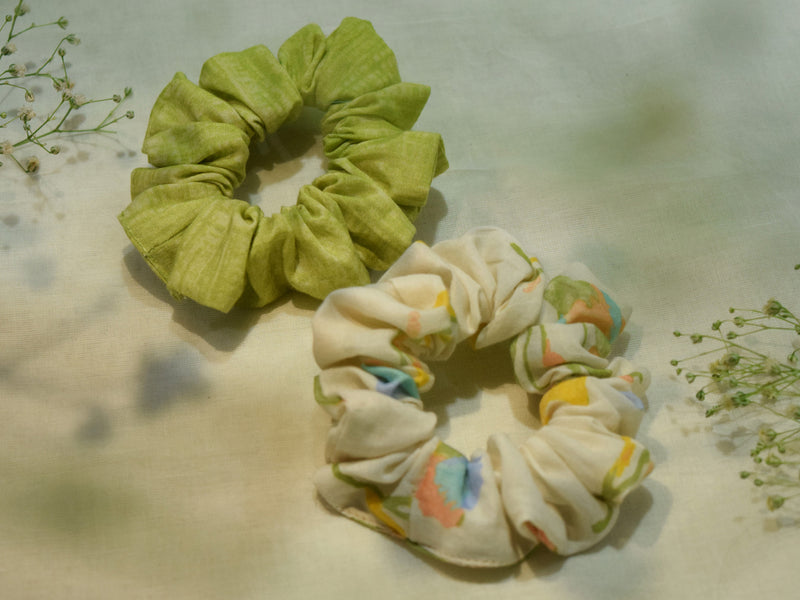 Set of 2- Printed Cotton Scrunchies