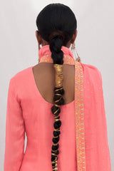 Pink Habutai Silk Heavy Embroidered Suit with Embroidered Organza Dupatta