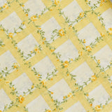 Yellow Checks Screen Printed Cotton Fabric