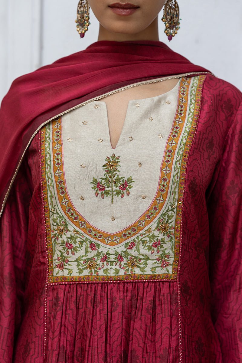 Soft Silk Wine Purple Embroidered Wedding Festive Salwar Suit main image 1
