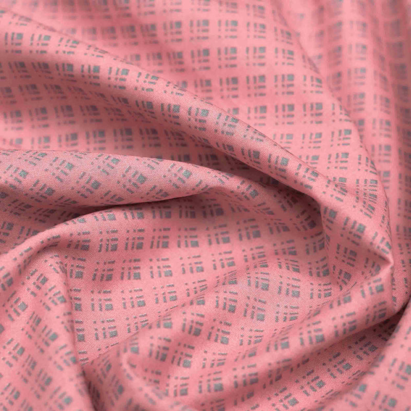 Pink Small Geometrical Screen Printed Cotton Fabri