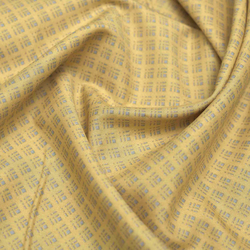 Yellow Small Geometrical Screen Printed Cotton Fabric