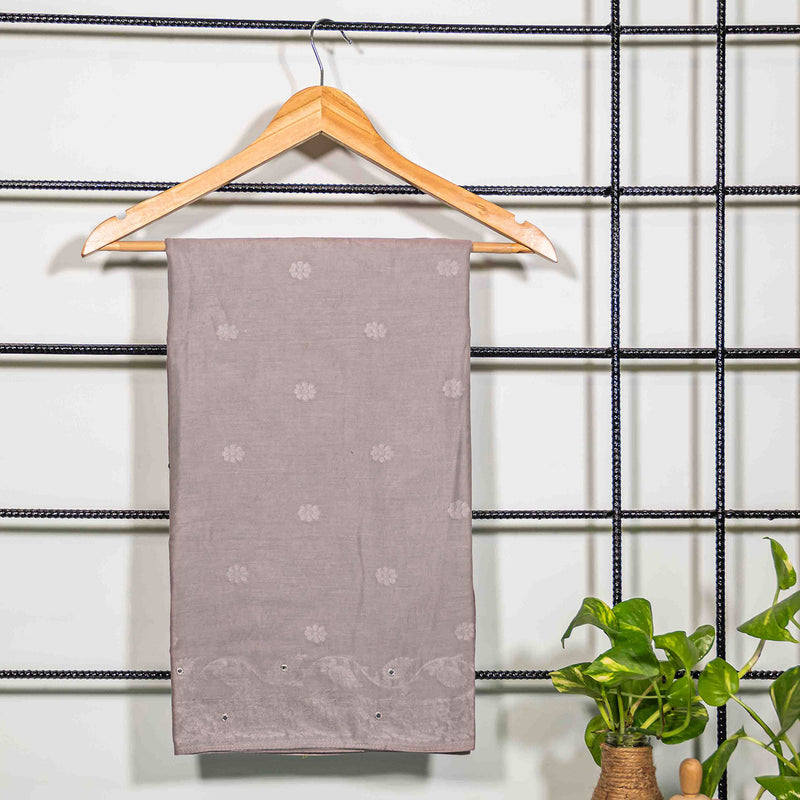 Mousse Grey Woven Cotton Jacquard Dupatta