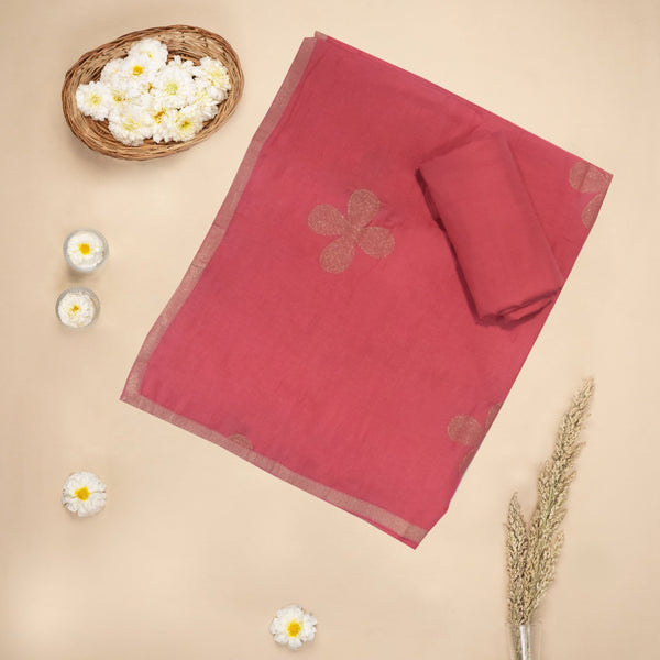 Pink Bemberg Silk Embroidered Top With Viscose Jacquard Dupatta