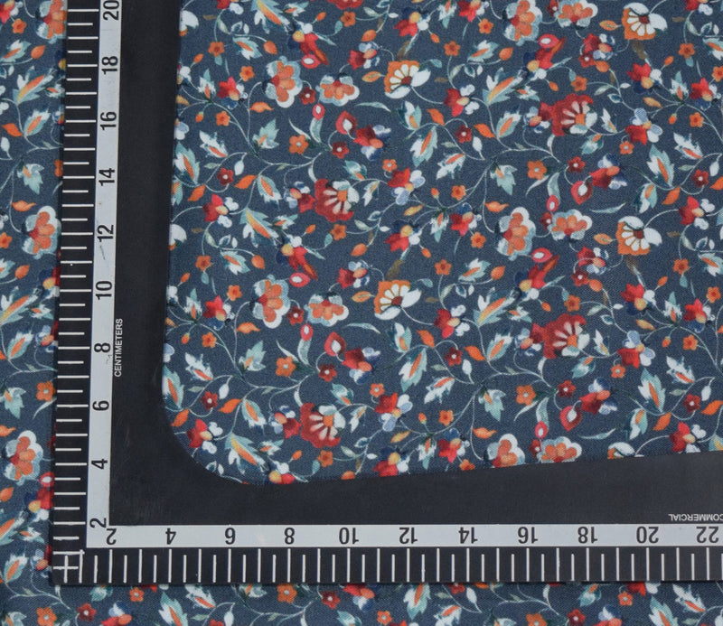 Blue Floral Digital Printed Pure Pashmina Fabric