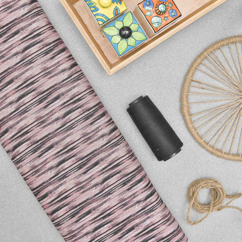 Pink Abstract Screen Printed Cotton Fabric
