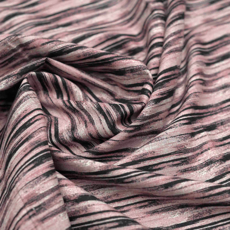 Pink Abstract Screen Printed Cotton Fabric