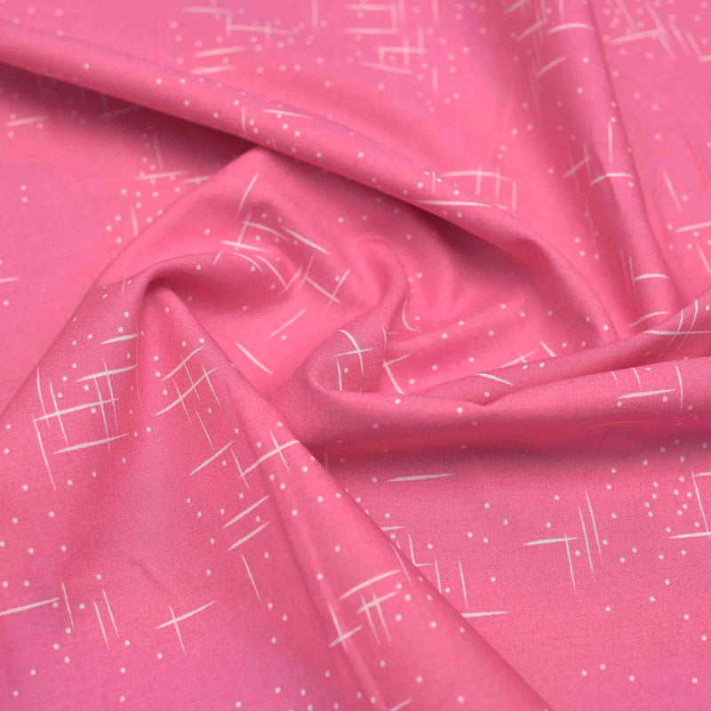 Pink Geometric Screen Printed Cotton Fabric