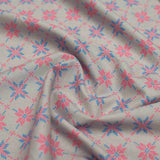 Grey Kasuthi Screen Printed Cotton Fabric