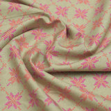 Pista Green Kasuthi Look Screen Printed Cotton Fabric