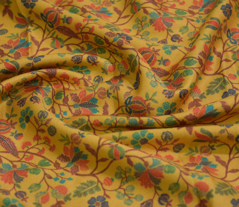 Leaf Pattern Digital Printed Pure Pashmina Fabric