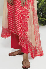 Bemberg Moonga Silk Top With Chiffon Dupatta Available In Bright Rough Pink
