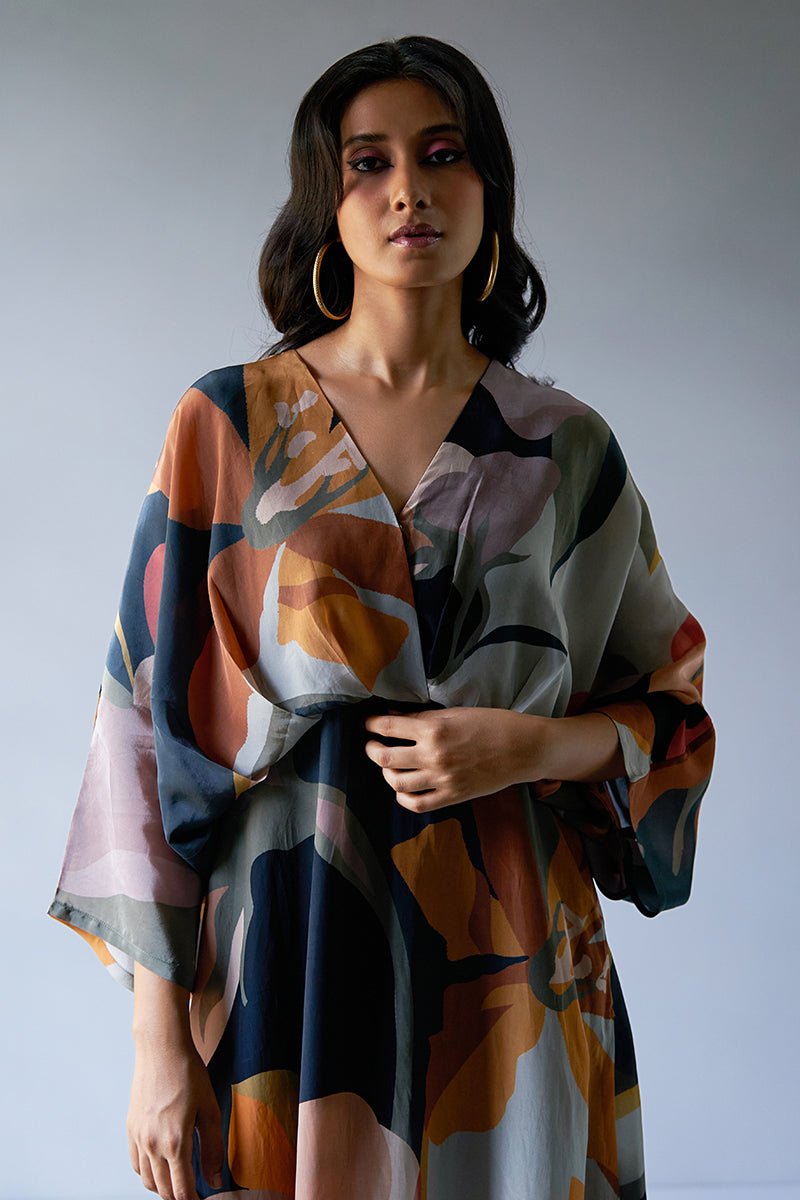 Maroon Crepe Silk Printed Short Co-Ord Set