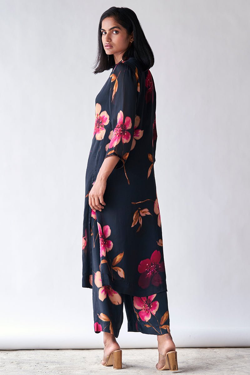 Black Bemberg Silk Co-ord Set
