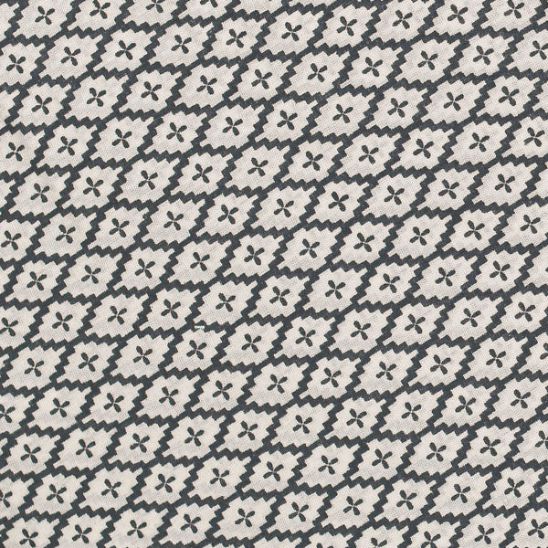 Black and White Small Diamond Screen Printed Cotton Fabric