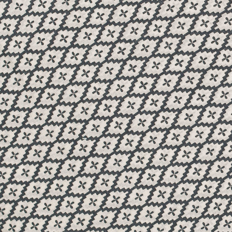 Black and White Small Diamond Screen Printed Cotton Fabric
