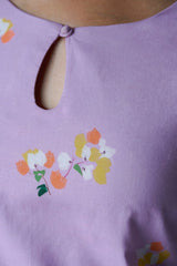 Lavender Premium Cotton Printed Salwar Suit With Delicate Bead Work Detailing