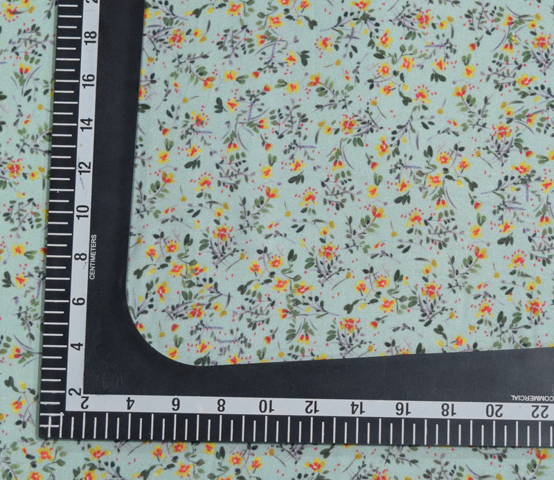 Green Color Floral Pattern Digital Printed Pure Pashmina Fabric