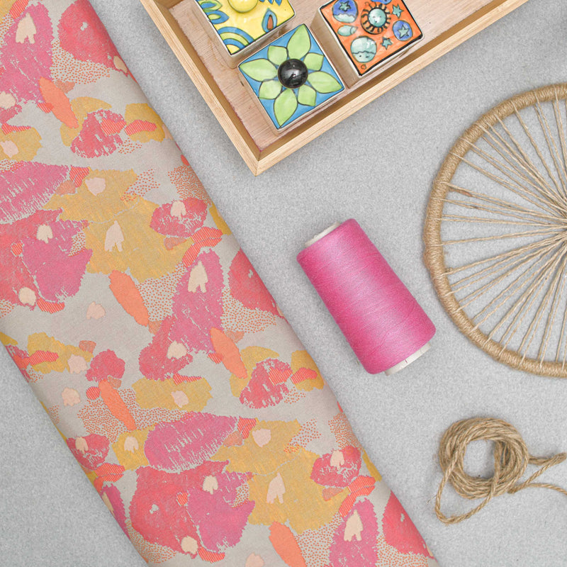 Multi Colour Abstract Screen Printed Cotton Fabric