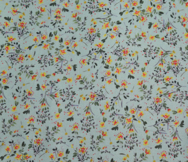 Green Color Floral Pattern Digital Printed Pure Pashmina Fabric