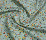 Green Color Floral Pattern Digital Printed Pure Pashmina Fabric