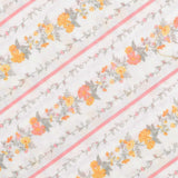 White and Yellow Floral Screen Printed Cotton Fabric