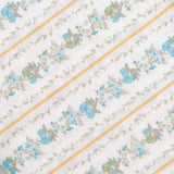 White and Blue Floral Screen Printed Cotton Fabric