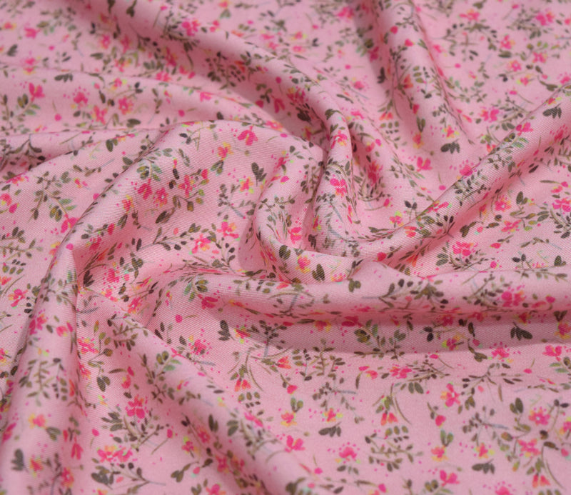Pink Color Floral Pattern Digital Printed Pure Pashmina Fabric