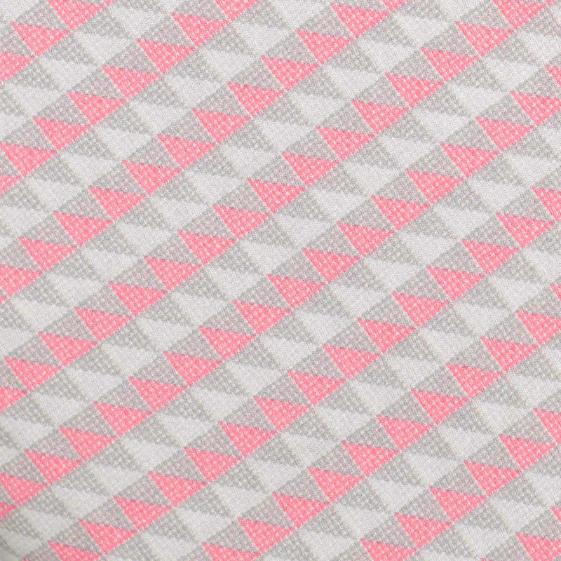 Pink and Grey Small Triangle Screen Printed Cotton Fabric